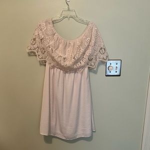 Lace off-the-shoulder cream dress. Never worn!